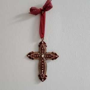 Antique-gold and burgundy cross